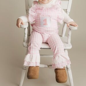 Pink Gingham Ruffle Bodysuit